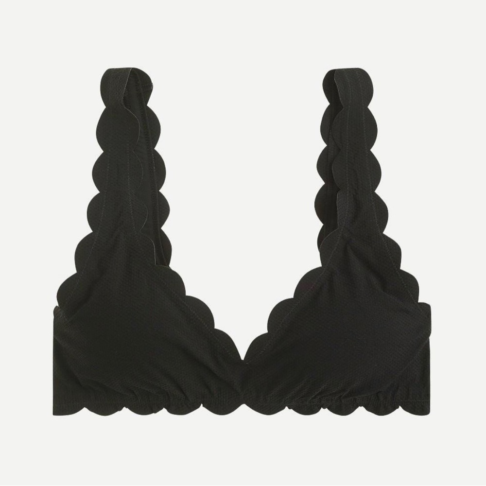 J. Crew Scalloped Black bikini Top
